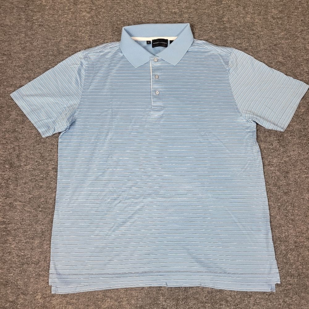 Bobby Jones 1930 Polo Golf Shirt Men's Size L Blue White Black Striped